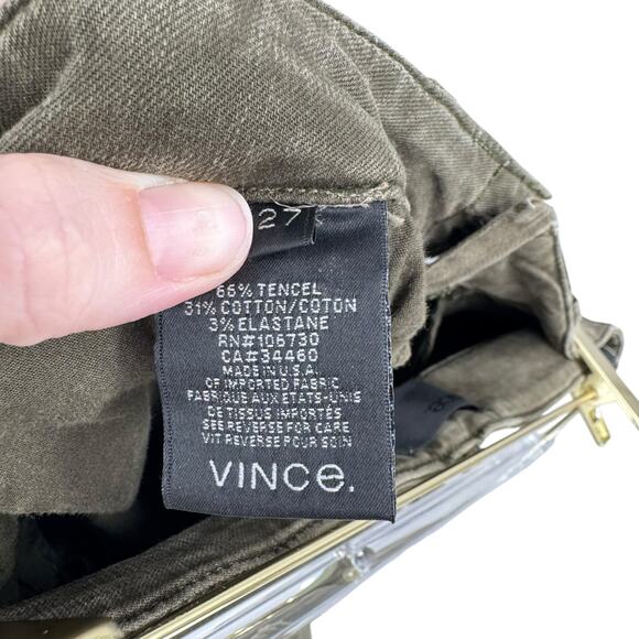 Vince Dark Army Green Utility Cargo Pockets Mid Rise Slim Skinny Pants - Picture 9 of 10